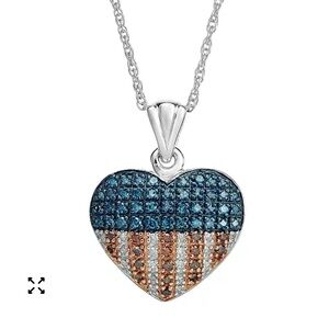 Diamond Flag Heart Pendant Necklace in Sterling Silver (1/3 ct. t.w.)